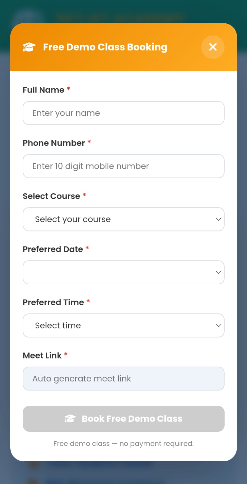 Skyjet Academy Regular Class Booking